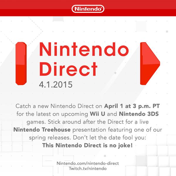 Nintendo Direct April 1 Announced - On April Fools? Oh Boy...