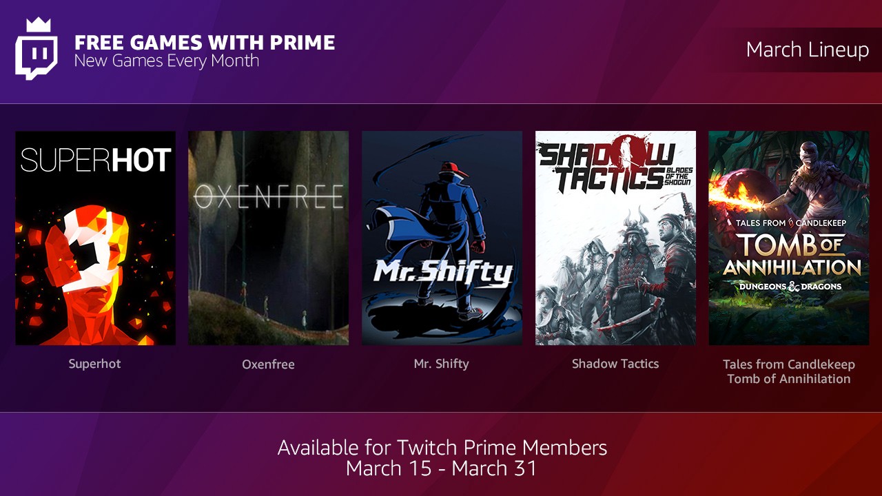 Twitch Prime Begins Offering Monthly Free Games - Users to Receive Five Games per Month