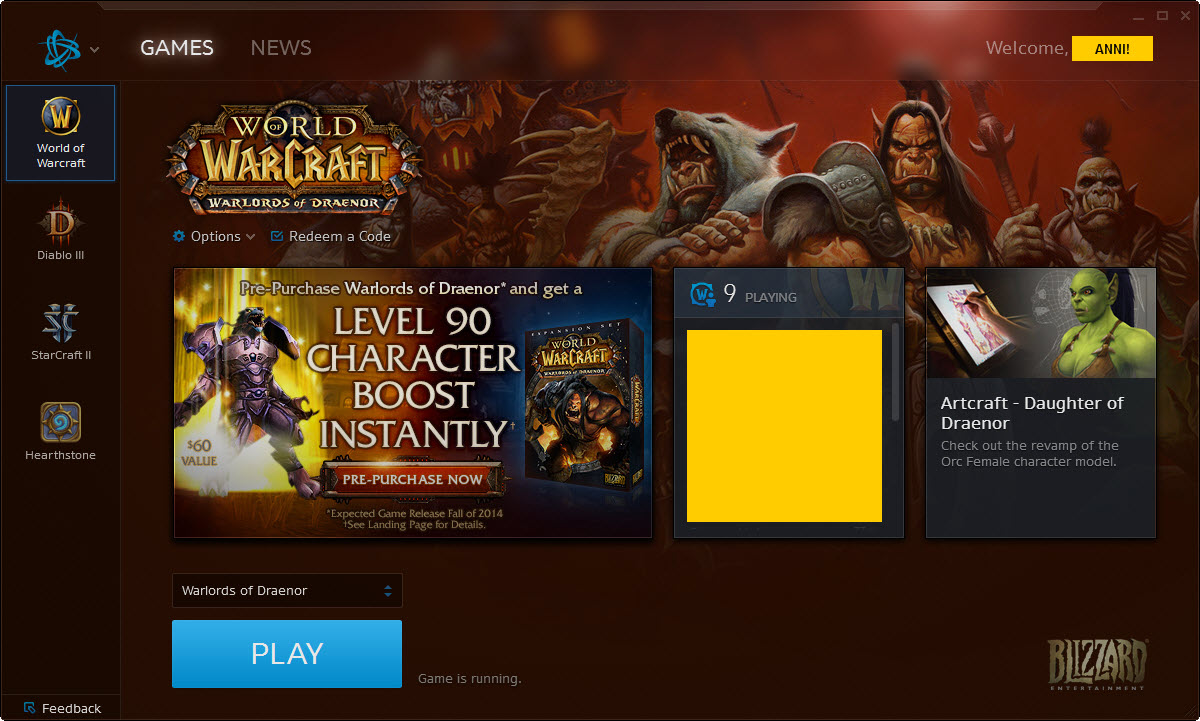 “Warcraft” Character Boost Arrives - Pre-Purchase of “Warlords of Draenor” Brings 90 Boost with It