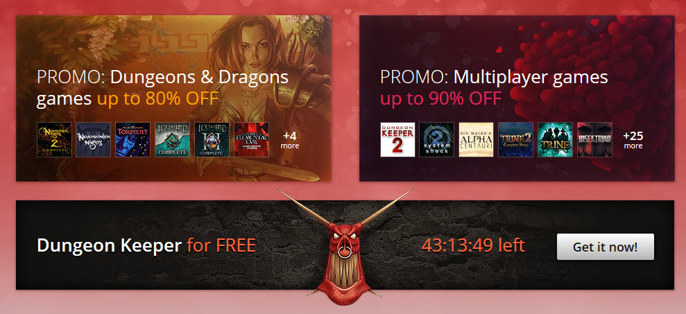 GOG Valentine’s Day Sale Shares the Love - Get Dungeon Keeper Free, Others on Sale