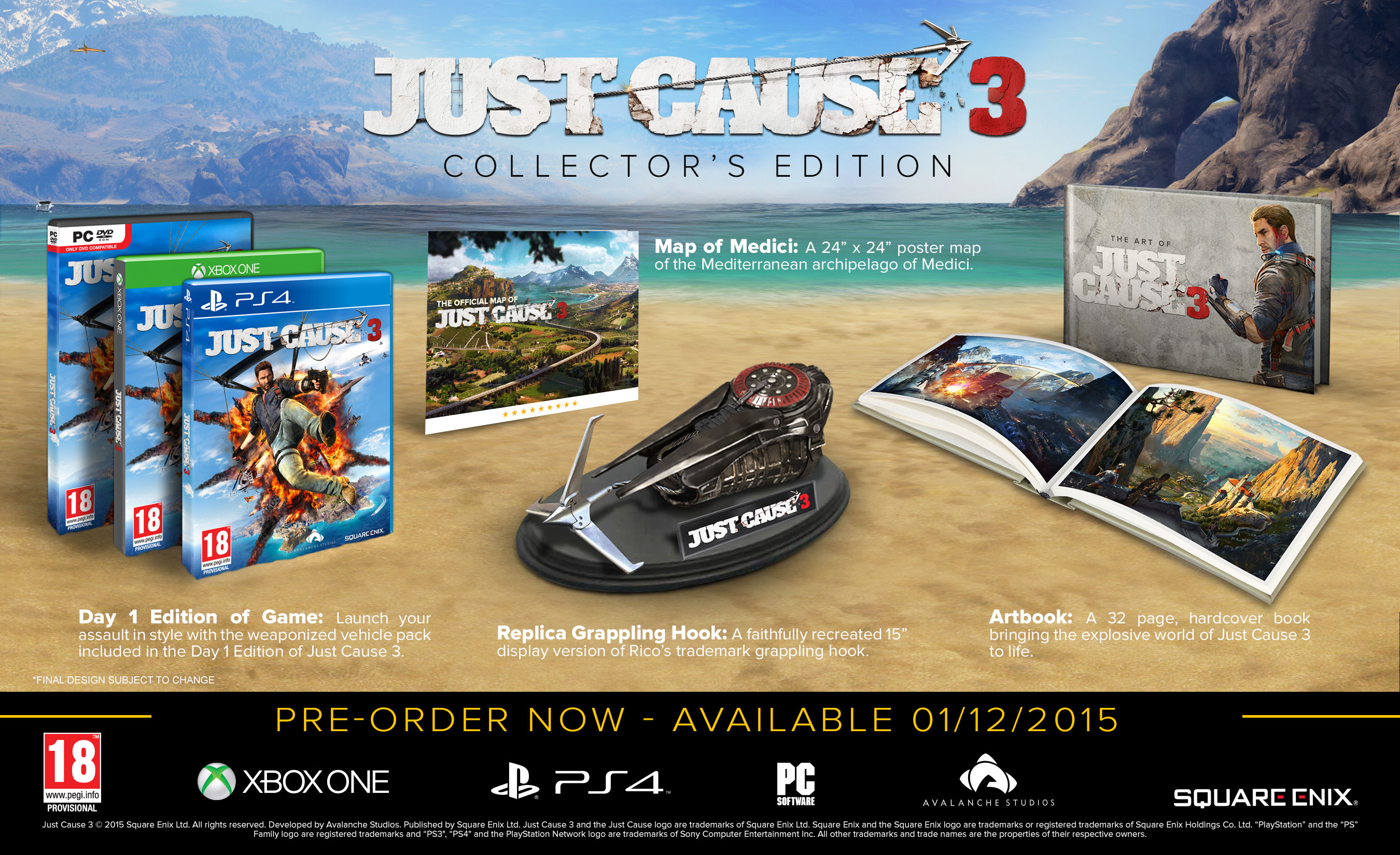 “Just Cause 3” Collector’s Edition Revealed - Disclaimer: Grappling Hook Won't Let You Become Batman